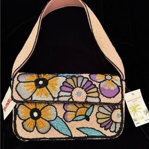 Beaded Floral Shoulder Bag